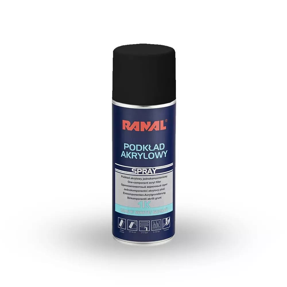 Ranal 1k - akril filler spray 400 ml FEKETE