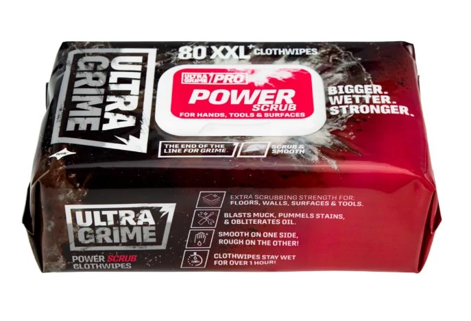 Ultragrime PRO kéztisztító kendő (piros, 80db/csomag)